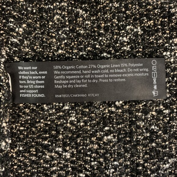 Eileen Fisher Womens M Cardigan Sweater Open Front Black Organic Cotton Linen - Picture 8 of 11